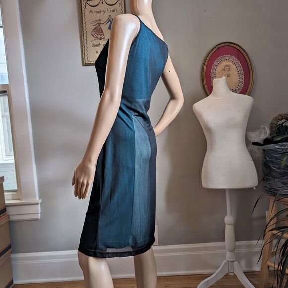 Vintage 90s Y2K Express Mini Dress Party Mesh Blue Cocktail Prom Mod Size 1/2 - Picture 9 of 12